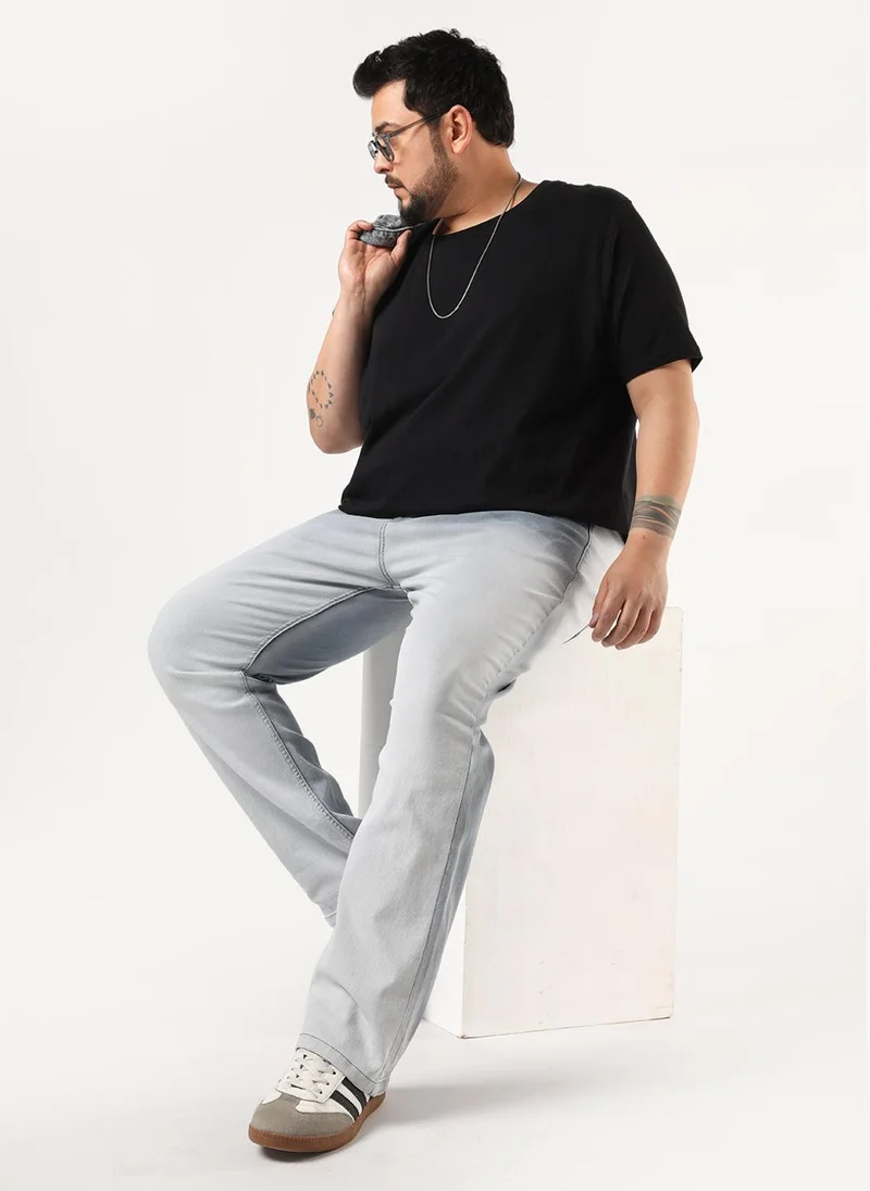 Urbano Fashion  Urbano Plus Men's Light Grey Straight Fit Heavy Washed Faded Denim Jeans Stretchable for Men | Best Price UAE